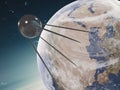 Satellite orbiting the earth planet Royalty Free Stock Photo