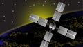 A satellite orbiting the earth. Realistic spaceship image vector