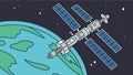 Satellite orbiting Earth, space technology and global communication vector design Generative AI