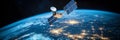 Satellite Orbiting Earth Technology and Innovation Satellite in Earth orbit showcasing global communication technological Royalty Free Stock Photo