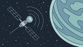 Satellite Orbiting a Planet in Space Vector, vector design Generative AI Royalty Free Stock Photo
