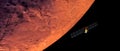 Satellite oribiting Mars. Shot from Space. Extremely detailed and realistic high resolution 3D illustration. Elements of this