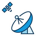 Satellite and Parabolic Antenna Dish vector concept blue icon Royalty Free Stock Photo