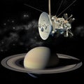 Satellite passing Saturn