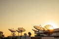 Satellite receiver On the roof of the building - Telecommunication concept. Royalty Free Stock Photo