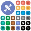 Satellite round flat multi colored icons