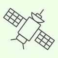 Satellite shuttle thin line icon. Wireless connection space antenna outline style pictogram on white background
