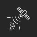 Satellite signal chalk white icon on dark background Royalty Free Stock Photo