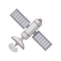 Satellite in Space Transmitting Signals with Solar Panels and Antenna Royalty Free Stock Photo