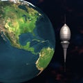 Satellite sputnik orbiting 3d earth Royalty Free Stock Photo