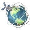 Satellite sputnik orbiting earth Royalty Free Stock Photo