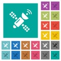 Satellite square flat multi colored icons