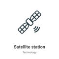 Satellite station outline vector icon. Thin line black satellite station icon, flat vector simple element illustration from