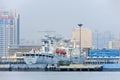 Satellite tracking vessel docked in port Shanghai, China