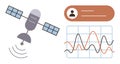 Satellite Transmitting Data with Analytical Dashboard and User Profile Royalty Free Stock Photo