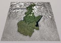 Satellite view of Brescia province, Lombardia region. Italy. 3d rendering. Physical map, plains, mountains, lakes, mountain range