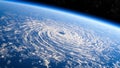 Satellite view of the eye of the storm, tropical storm. Formation of hurricanes. Atmospheric pressure. Meteorology Royalty Free Stock Photo