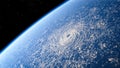 Satellite view of the eye of the storm, tropical storm. Formation of hurricanes. Atmospheric pressure. Meteorology Royalty Free Stock Photo