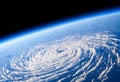 Satellite view of the eye of the storm, tropical storm. Formation of hurricanes. Atmospheric pressure. Meteorology Royalty Free Stock Photo