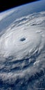 Satellite View of Huge Hurricane with Clear Eye Over Earth, Highlighting Dynamic Cloud Patterns Royalty Free Stock Photo