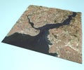 Satellite view of Istanbul, Turkey, map, section 3d Royalty Free Stock Photo