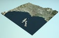 Satellite View of Marseille, France, map, section 3d