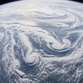 Satellite view of multiple cyclonic systems Royalty Free Stock Photo