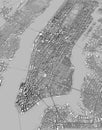 Satellite view of New York city, map, 3d buildings, 3d rendering Royalty Free Stock Photo