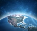 Planet Earth, North America, in outer space Royalty Free Stock Photo