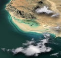 Satellite view of Qalansiyah Beach, Socotra, Yemen. Deetwah lagoon, Qalansia. One of the most spectacular beaches in the world Royalty Free Stock Photo