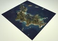 Satellite View Saint-BarthÃÂ©lemy, map, section 3d Royalty Free Stock Photo
