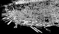 Satellite view of San Francisco, map of the city with house and building. Silhouette, black and white. Usa Royalty Free Stock Photo