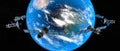 Satellite in orbit 3d rendering,this image elements furnished by NASA