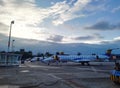 Satena airplanes at the Olaya Herrera Airport in Medellin, Colombia Royalty Free Stock Photo