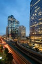 Sathorn Intersection, BTS Chong nonsi Skytrain, Downtown Bangkok Royalty Free Stock Photo