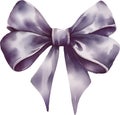 Satin bow in deep blue color, watercolor vector illustration and christmas element. Royalty Free Stock Photo