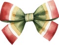 Satin colorful bow watercolor vector illustration and christmas element. Royalty Free Stock Photo