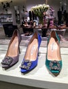 Satin and jewel-embellished women shoes