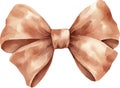 Satin redish bow, watercolor vector illustration and christmas element.
