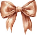 Satin redish bow, watercolor vector illustration and christmas element.