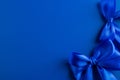 Satin ribbon of blue color in bows