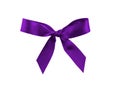 Satin ribbon bow violet color isolated on white background Royalty Free Stock Photo