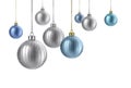 Satin silver and blue christmas balls