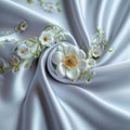 Satin sophistication grey cloth texture with delicate floral accents