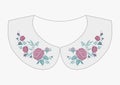 Satin stitch embroidery design with roses. Folk line floral trendy pattern for dress collar. Royalty Free Stock Photo