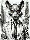 the illustration of a mouse with a sly look wearing a suit depicts a corruptor in the world of politics