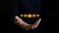 Satisfaction assessment rating 5 stars online, User has received excellent service, Review the highest rated service, the best