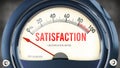 Satisfaction and Gratification Meter that hits less than zero, very low level of satisfaction ,3d illustration