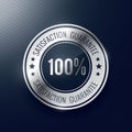 Satisfaction guarantee silver label and badge Royalty Free Stock Photo