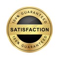 100% satisfaction guaranteed badge black and gold glossy metallic luxury logo